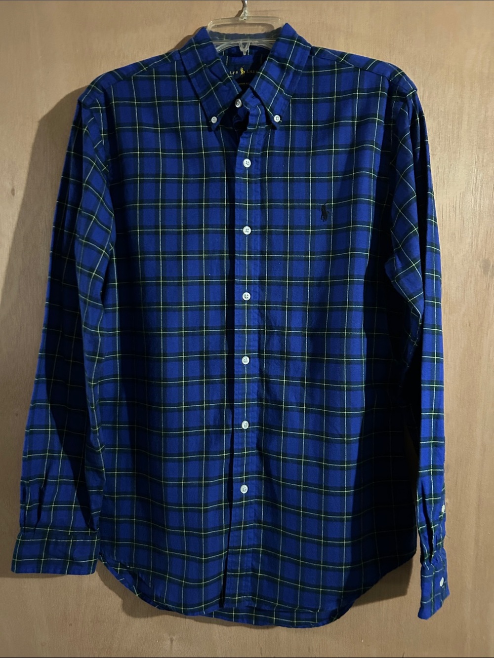 Ralph Lauren Royal Men’s Blue and Green Plaid Button-Down Shirt